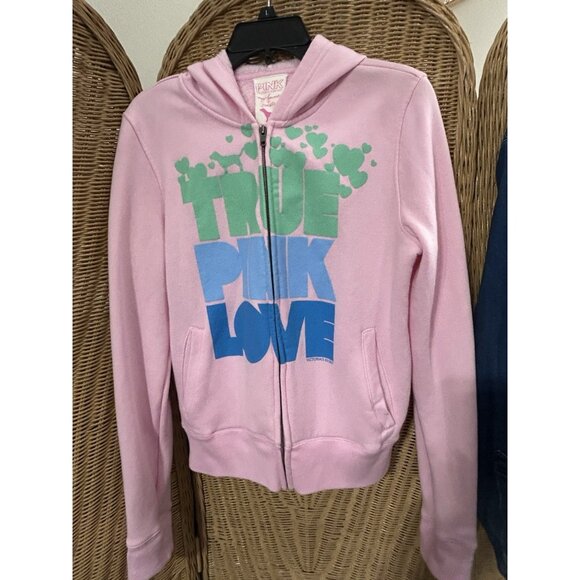 Victoria Secret Pink Dog Hoodie Medium True Pink Love - Picture 1 of 8